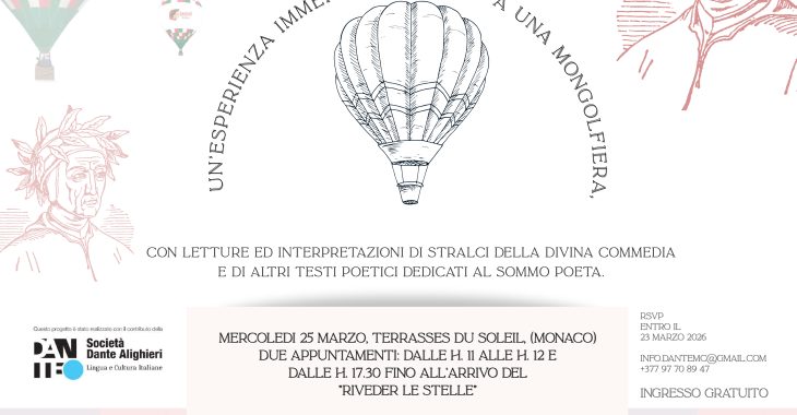 Immagine Dantedì 2026 a Monaco: eventi, letture e spettacoli per celebrare Dante Alighieri