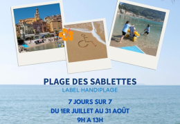 Immagine Mentone, riapre la Handiplage alle Sablettes: accesso facilitato al mare per persone con disabilità dal 1° luglio