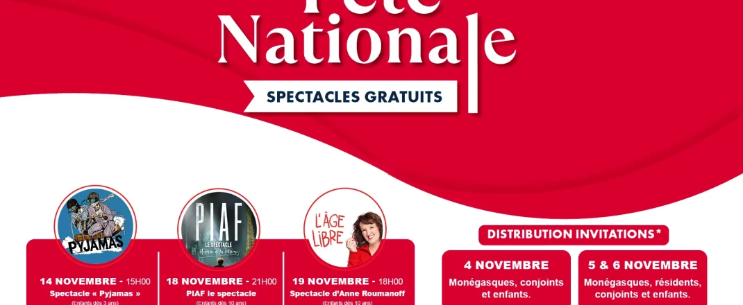 Immagine Festa Nazionale di Monaco 2026: tre spettacoli gratuiti all’Espace Léo Ferré
