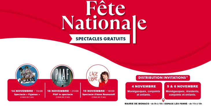 Immagine Monaco National Day 2026: Three Free Shows at Espace Léo Ferré Immagine Monaco National Day 2026: Three Free Shows at Espace Léo Ferré