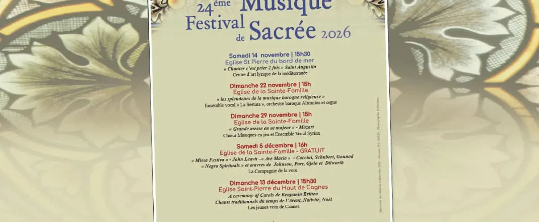 Immagine Festival de Musique Sacrée de Cagnes-sur-Mer 2026 : Mozart et Britten à l’honneur